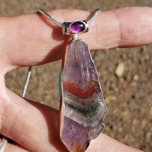Natural Cacoxenite w/ Amethyst Cabochon